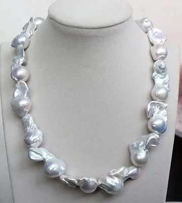 

ddh001517 20*30 mm REAL HUGE AAA WHITE SOUTH SEA WHITE keshi reborn PEARL necklace 28% Discount