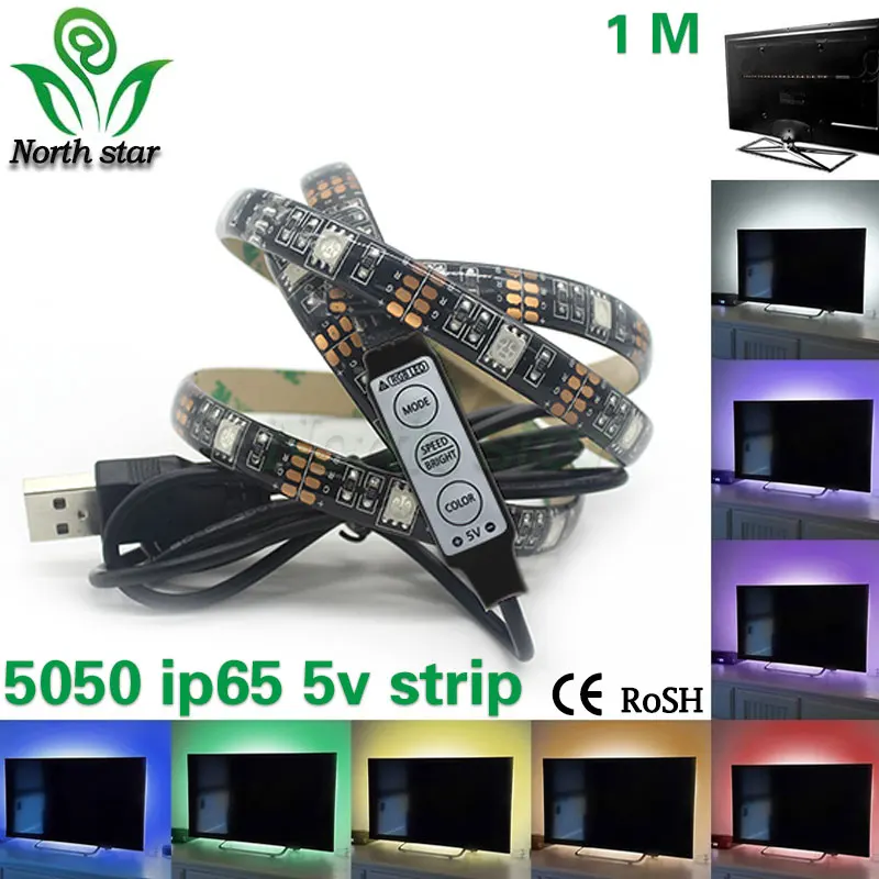 5V USB strip Cable LED strip light 5050 waterproof strip 100cm Christmas Flexible led Stripe