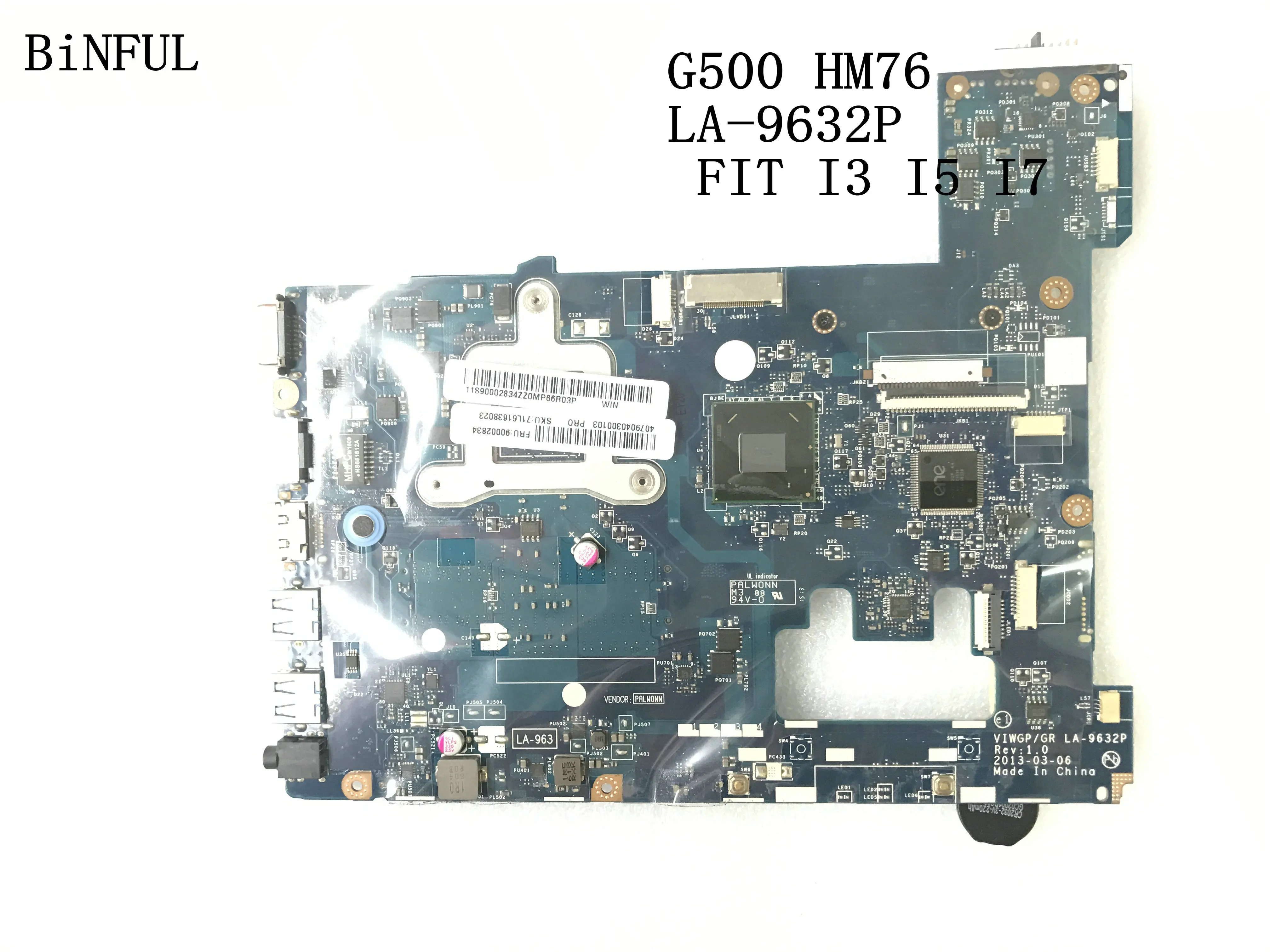 BiNFUL stock VIWGP/GR LA 9632P материнская плата для ноутбука LENOVO G500 поддержка core I3 I5 I7 (тест
