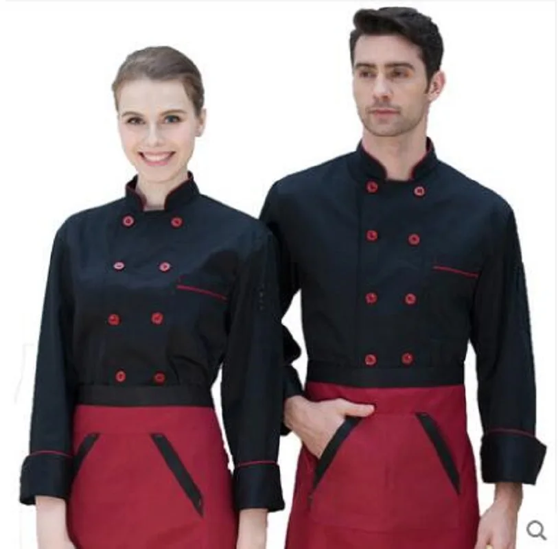 

High Quality Chef Uniforms Clothing Long Sleeve Men Food Services Cooking Clothes 4-Color Uniform Chef Jackets