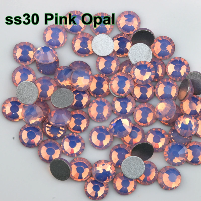 

288pcs/Lot, ss30 (6.3-6.5mm) Pink Opal Non Hotfix Crystal Stones, Flat Back Glue On Rhinestones for Nail Arts