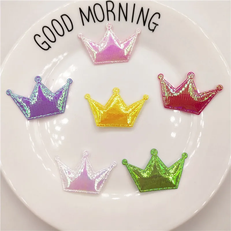 20pcs/lot 4*2.8cm Shiny Crown Padded Appliques For Clothes Sewing Supplies DIY Craft Decoration Baby Headwear Accessories | Дом и сад