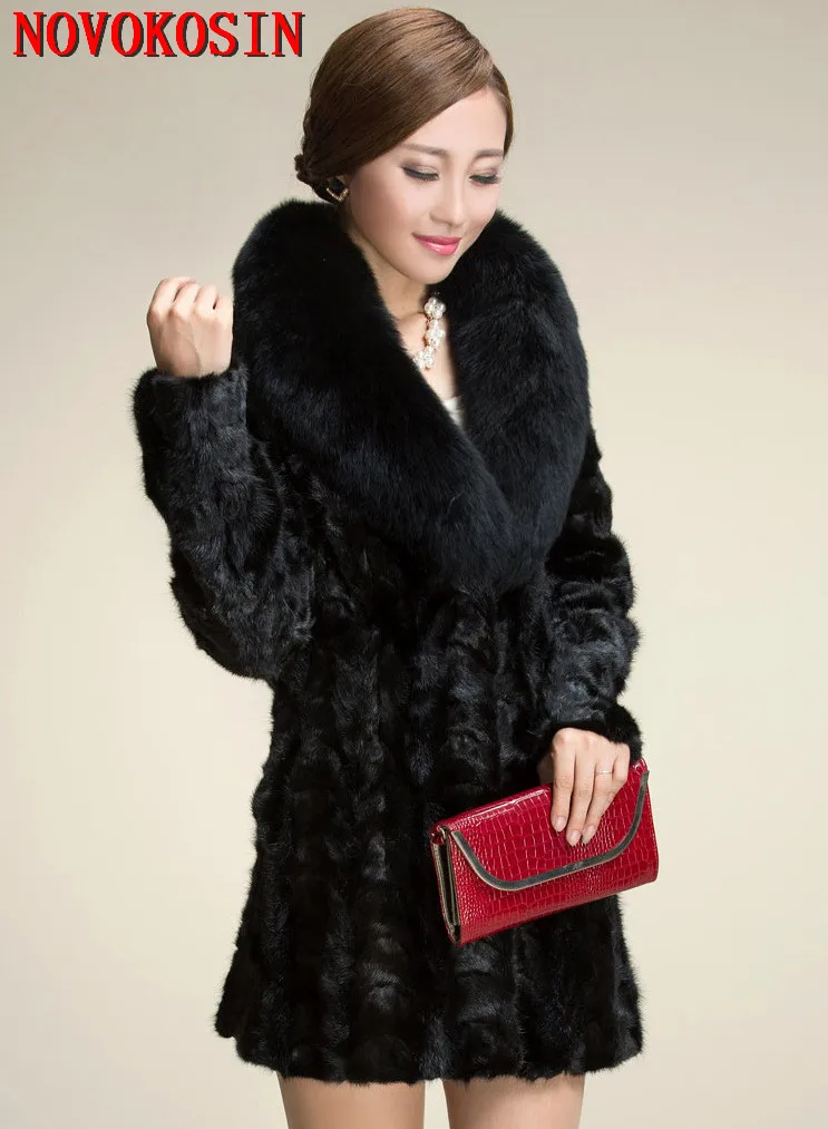 S-3XL Ladies Thick Long Fur Coat Winter Warm Plus Size Open Stitch Slim Plush Coat 2018 Women Faux Fur Neck Black Cardigan