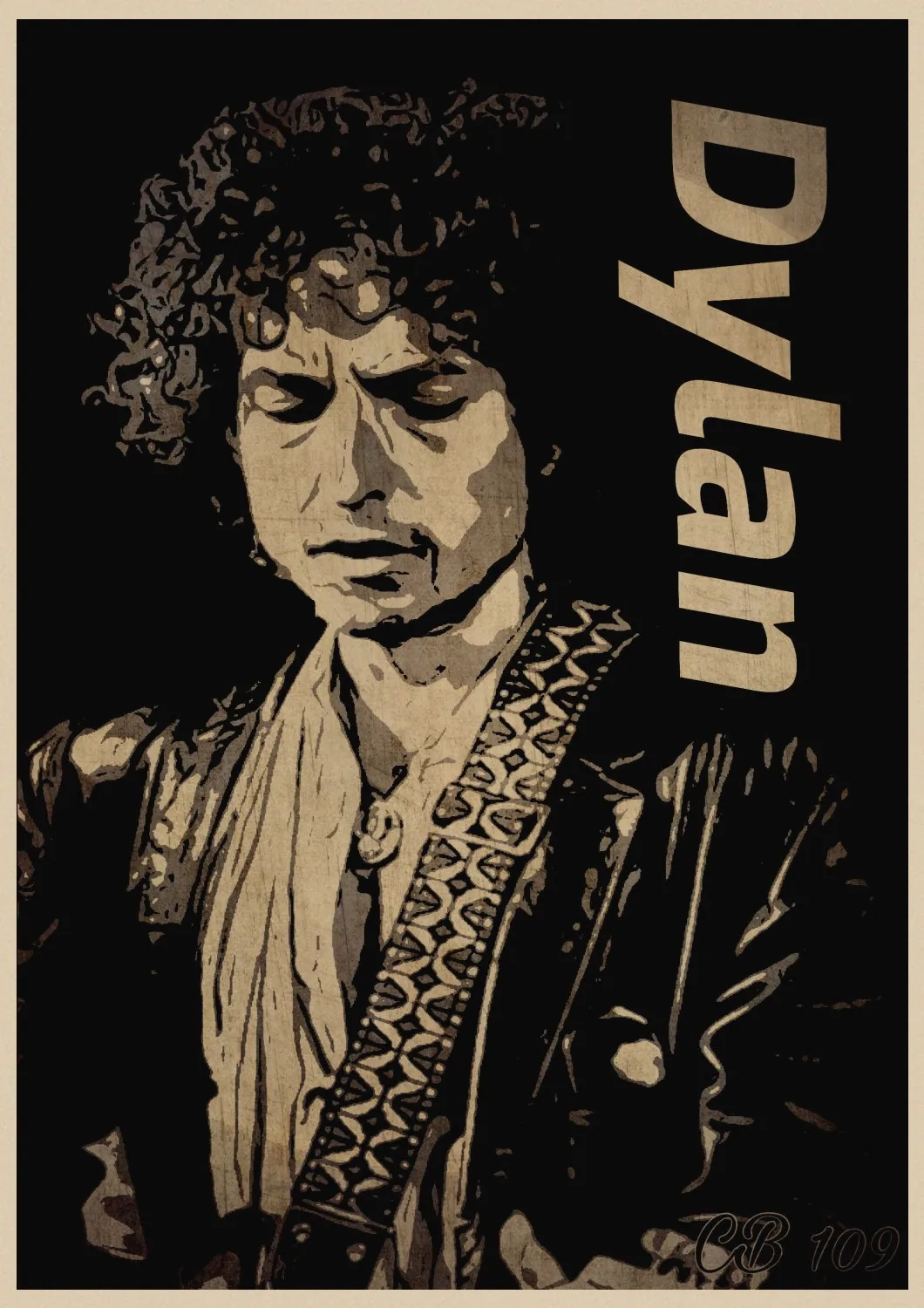 Bob Dylan poster  kraft paper posters decorative painting folk poet bar wall paintings retro poster  wall sticker 1001