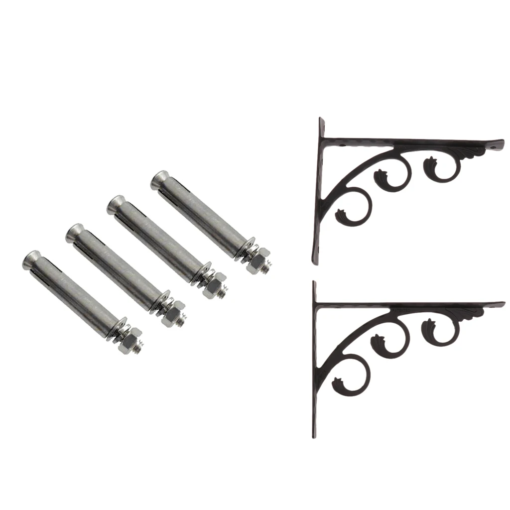 PACK 2PCS Wall Mounted Shelf Support Brackets Plank Board Rack Supporter with 4PCS Anchoring Anchor Bolt Expansion Screws	
