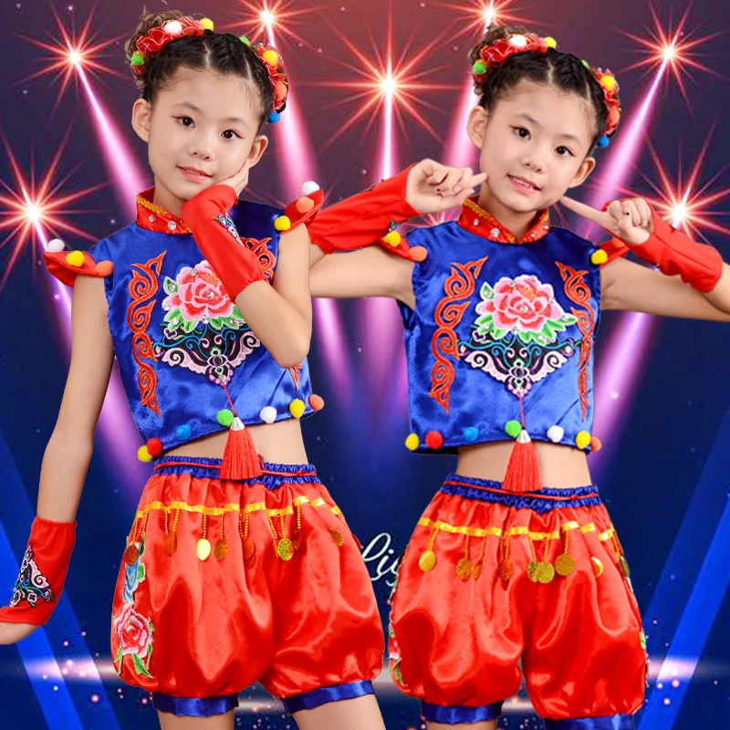 

New children's Yangko costumes, festive Chinese style, the ninth Xiaohe style, Chinese dream, young dance show skirt