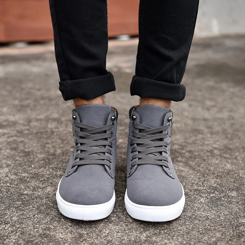 Hot Men Boots Fashion Warm Winter Men shoes Autumn Leather Footwear For Man New High Top Canvas Casual Shoes Men