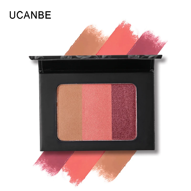 UCANBE 3 Color Mineral Cheek Blush Palette Soft Shadow Powder Blusher Pressed 3d Face Contour Bronzer Shading Makeup |