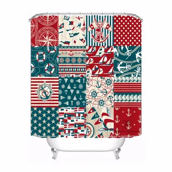 

Custom Cartoon Ship Anchor Fabric Bath Screens Curtain Bathroom Mildewproof Waterproof Polyester Shower Curtain#180417-02-94