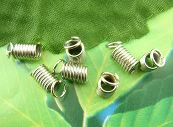 

Free shipping!!!!!Silver Tone Coil End Crimp Fasteners 9x5mm fit 3-3.5 cord