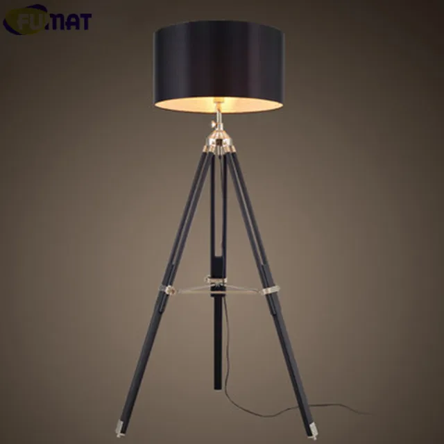 fumat trépied lampadaire moderne noir tissu abat jour lampadaire