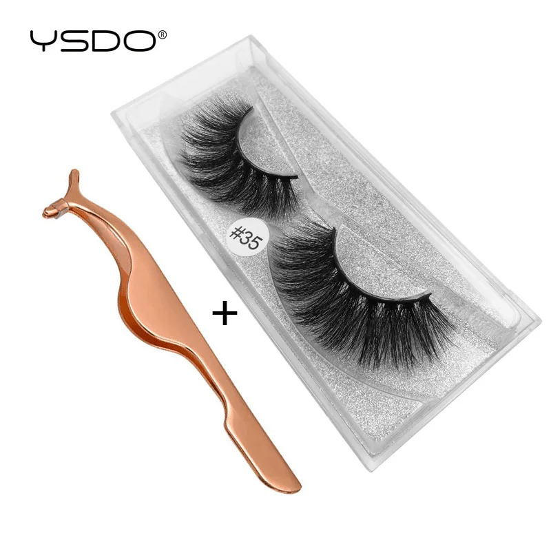 

YSDO 1 box mink eyelashes + 1 pcs eyelash tweezers hand made 100% 3d mink lashes false lashes faux cilios mink natural eyelashes
