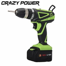 CRAZY POWER 18V Mobile Electric Drill Power Tools Electric Screwdriver Lithium Battery Cordless Drill Mini Drill Hand Tools