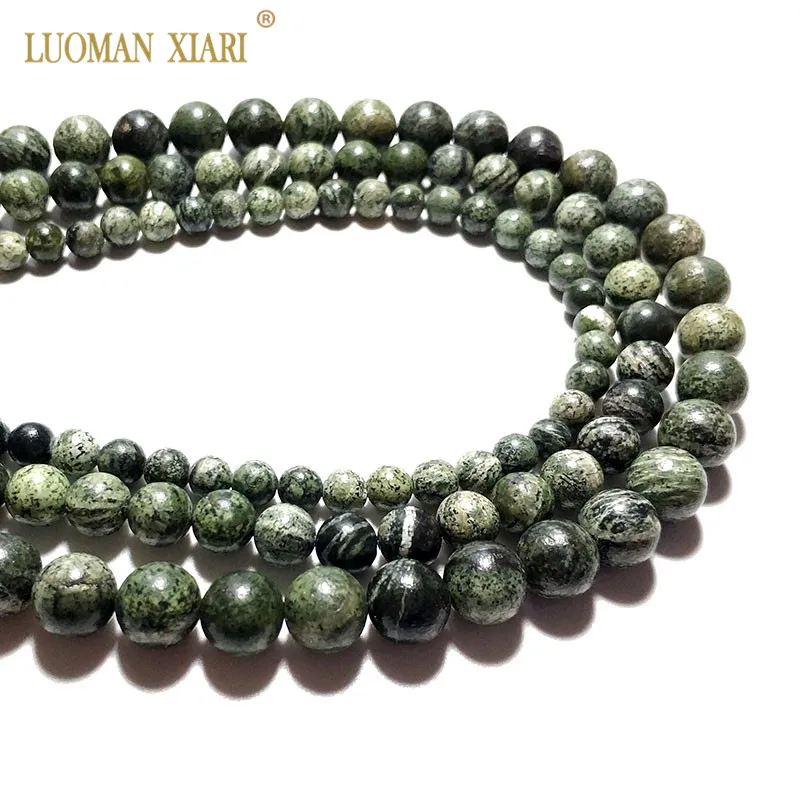 

Wholesale AAA+ Green Zebra Jaspers Natural Stone Round Beads For Jewelry Making DIY Bracelet Necklace 6/8/10 mm Strand 15''