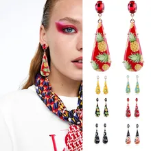 المرأة أنيقة طويلة شرابة الأقراط الأذن خاتم هدايا مجوهرات أنيقة سبائك حجر الراين أقراط جميلة 2018 هدية(China)