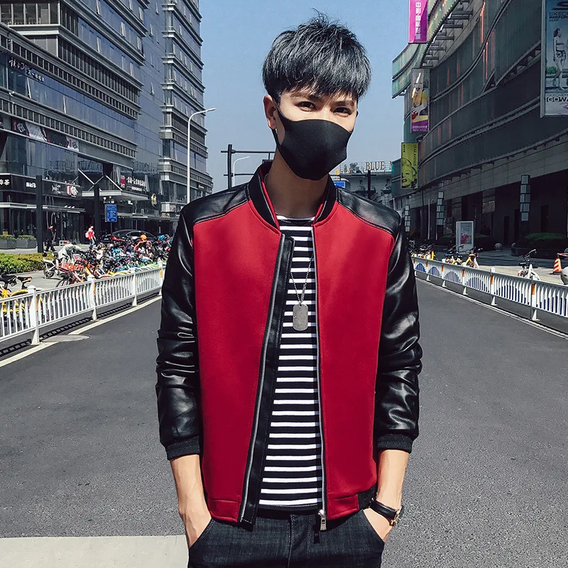

The spring and autumn period and the jackets Baseball to bring clothes coat cardigan PU stitching leather jacket coat