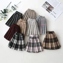 Плиссированные юбки для маленьких девочек г. Модная новая милая клетчатая юбка для девочек школьная мини-юбка принцессы из хлопка, плиссированные юбки-пачки От 2 до 8 лет