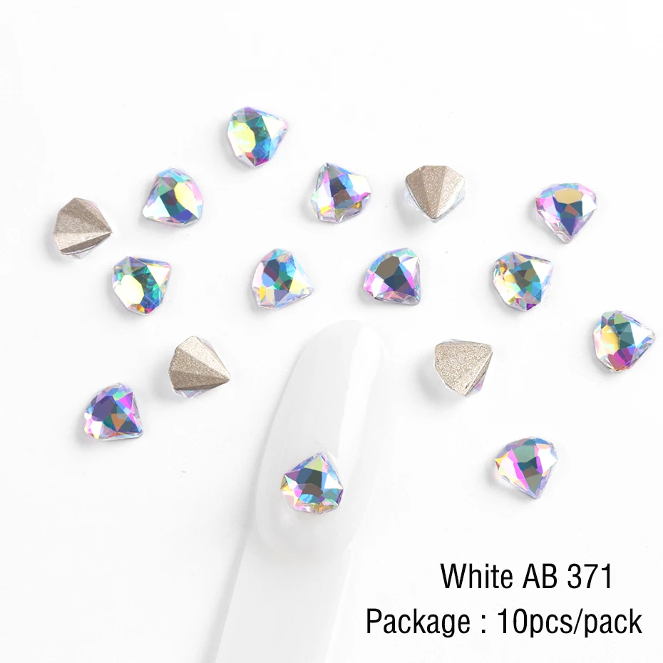 10pcs Crystal AB Flatback Diamond 6mm Nail Rhinestones 3D Strass Nail Art Glitter Gems Stones Charm Jewelry Manicure Decor LA792 (7)