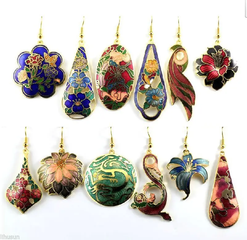 Оптовая продажа 10 пар эмалированные серьги из искусственной кожи|earrings wholesale|vintage