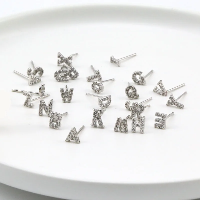 

Super mini tiny initial letter earrings personalized best friends gift cute 26 alphabet stud earrings daily jewelry brincos L30