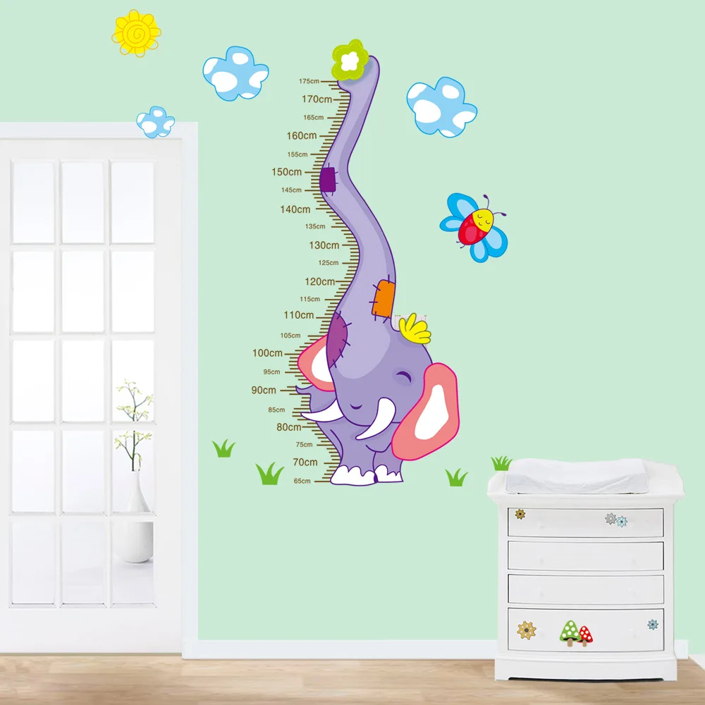 Elephant Measure The Height Wall Stickers Cartoon Art Elephant Measure The Height Wall Stickers Cartoon Art Poster Decor Kids Room Fashion In From Home