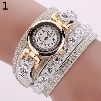 

Fashion Women Multilayer Knitted Faux Leather Strap Rhinestone Bracelet Quartz Wrist Watch Bracelet dropshipping