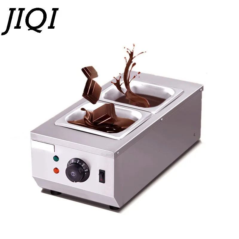 JIQI шоколадные плавильные котлы коммерческий двойной горячий шоколад окунания плавильная машина цилиндр Электрический подогреватель плавления 2 решетки