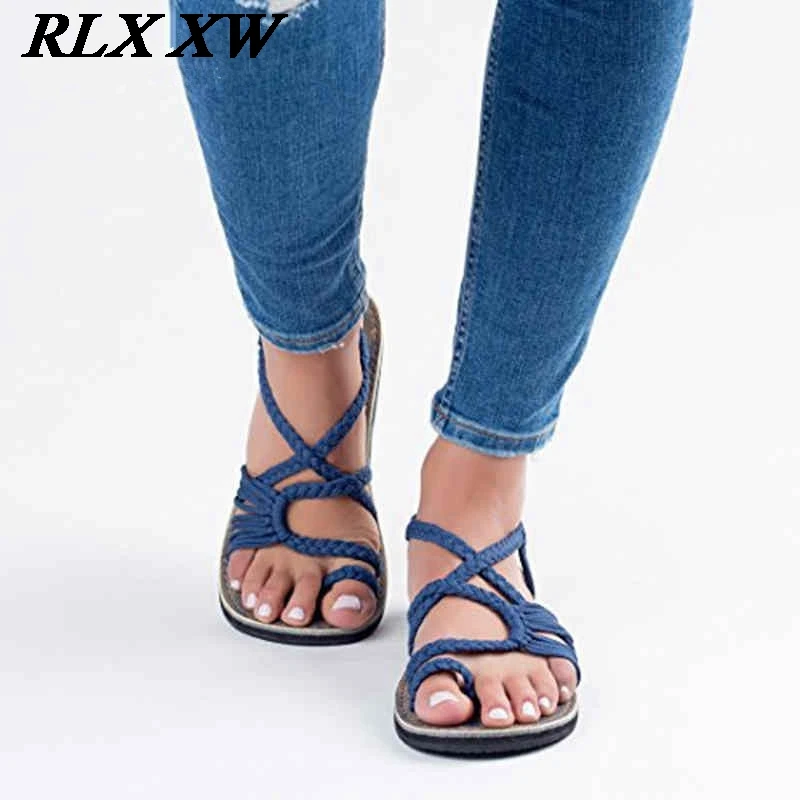 

Puimentiua Women Sandals Fashion Gladiator Sandals Summer Shoes Female Flat Sandals Rome Style Cross Tied Sandals Shoes 35-43