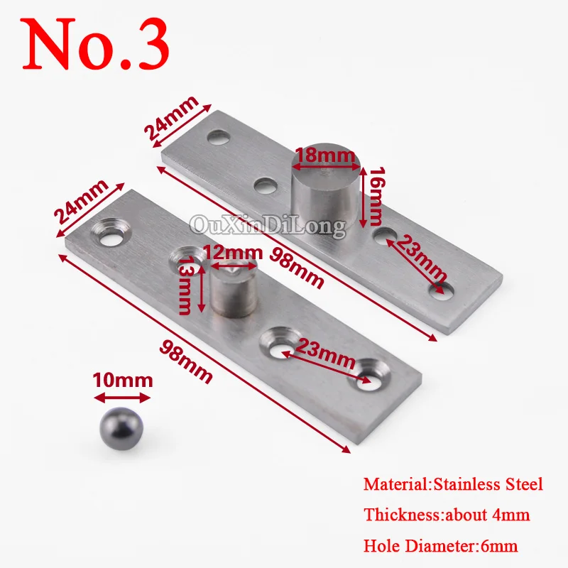 98mm Length Stainless Steel 360 Degree Rotating Door Pivot Hinge Rotary