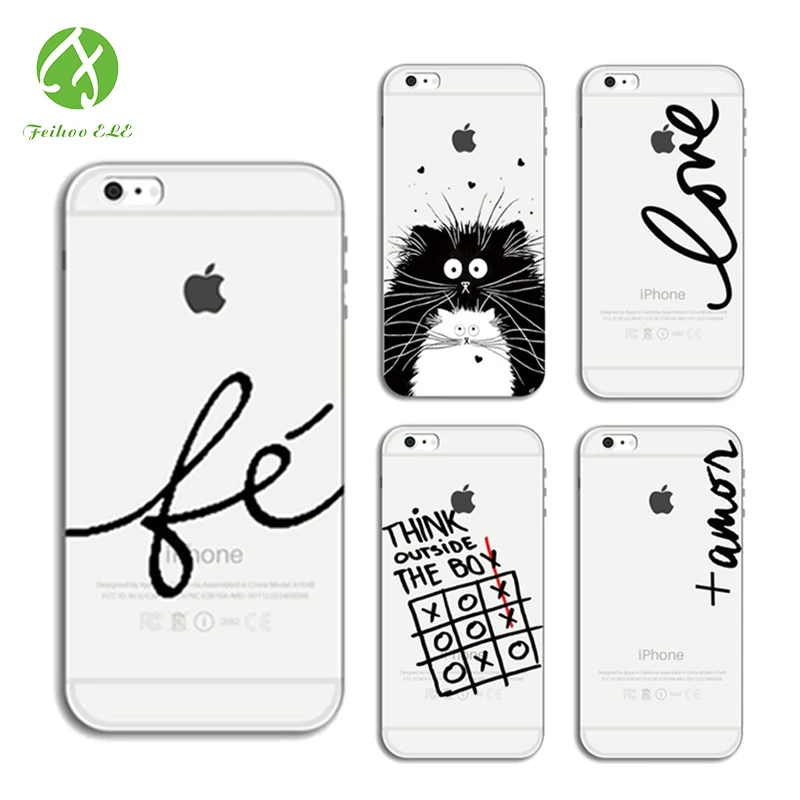 FEIHOO ELE Phone Case For Iphone X 8 8P 7 7P 6s 6P 5s English Letters Sprouting Owl Painted Silicone Transparent TPU Soft Cover | Мобильные