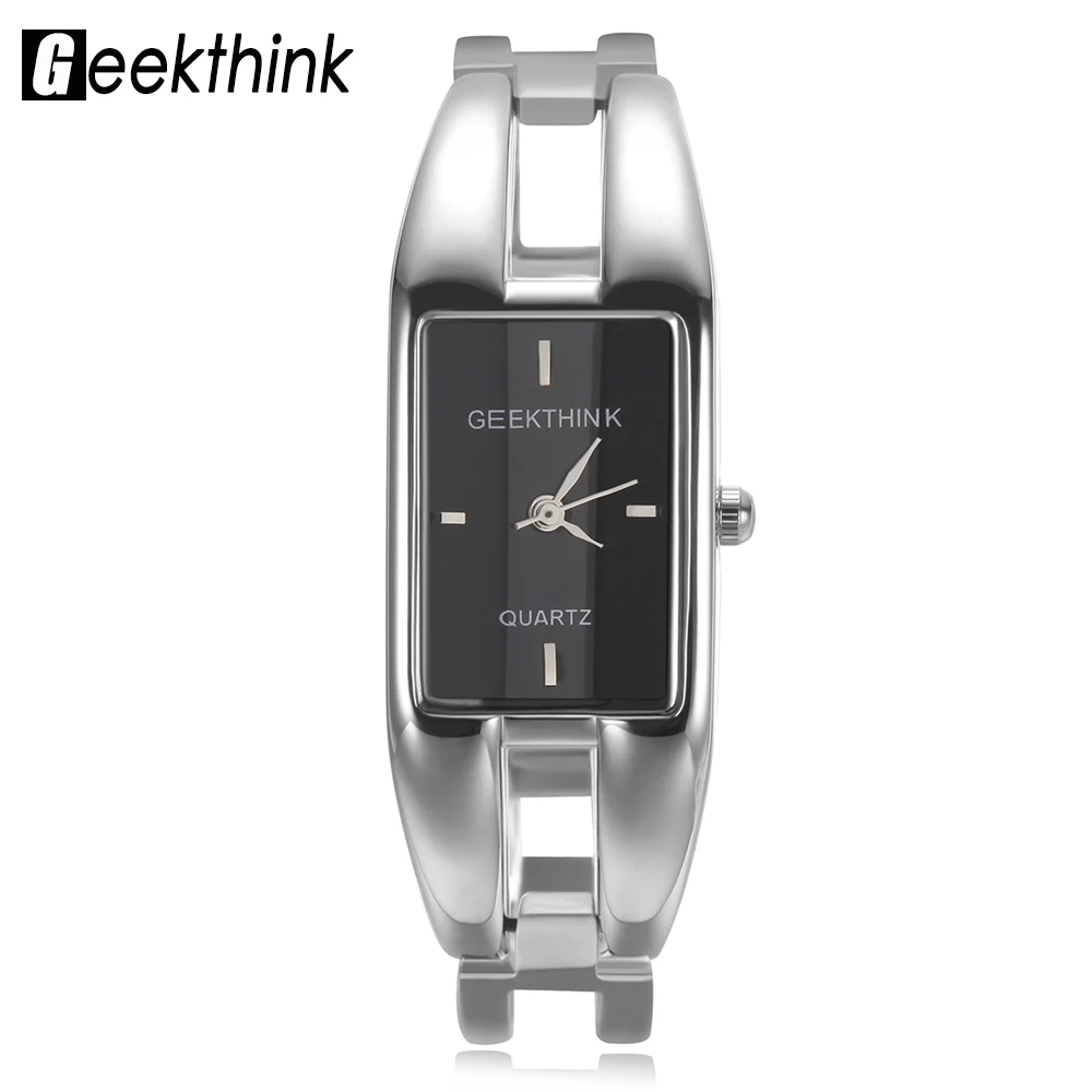 

GEEKTHINK Luxury Brand Quartz Watch Women rectangle Stainless steel band female clock Bracelet Lady Casual Wristwatch gift New