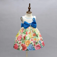 Изумительное платье для девочки с цветами и атласным бантом и жемчужинкой нарядное платье для девочки на день рождение или празднование Нового Года нарядная одежда для девочек 2-7 лет