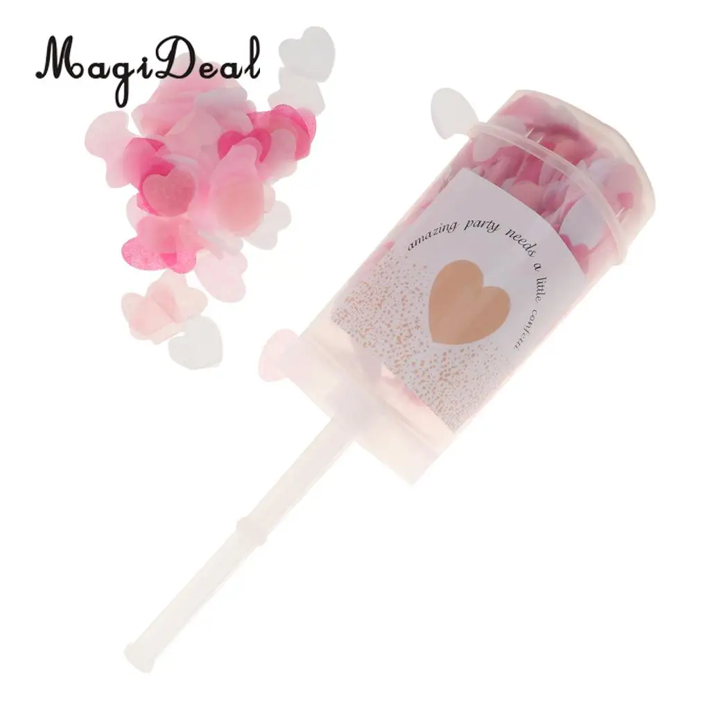 MagiDeal Bridesmaid Flower Girl Biodegradable Popper Pusher Heart Confetti Container Throwing Sprinkles Wedding Table Decor