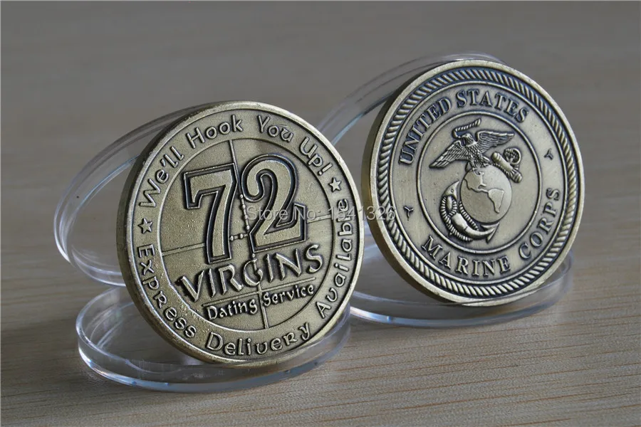 

U.S. Marine Corps 72 Virgins Dating Service - USMC Bronze Challenge Coin,15pcs/lot free shipping