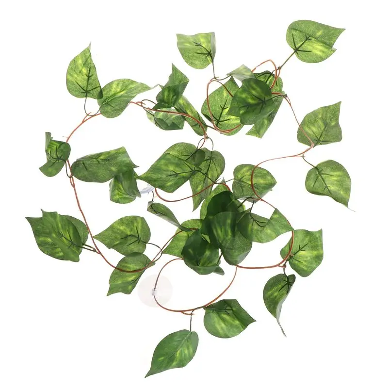Искусственные растения для рептилий чехол для моделирования реалистичные растения Виноградная лоза листья украшения места обитания поставки с всасыванием - Цвет: 02