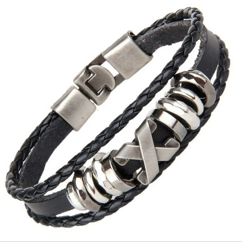 

European And American Trade Retro Multilayer Genuine Leather Bracelet Color Black Coffee Drop Shipping can dropshiping