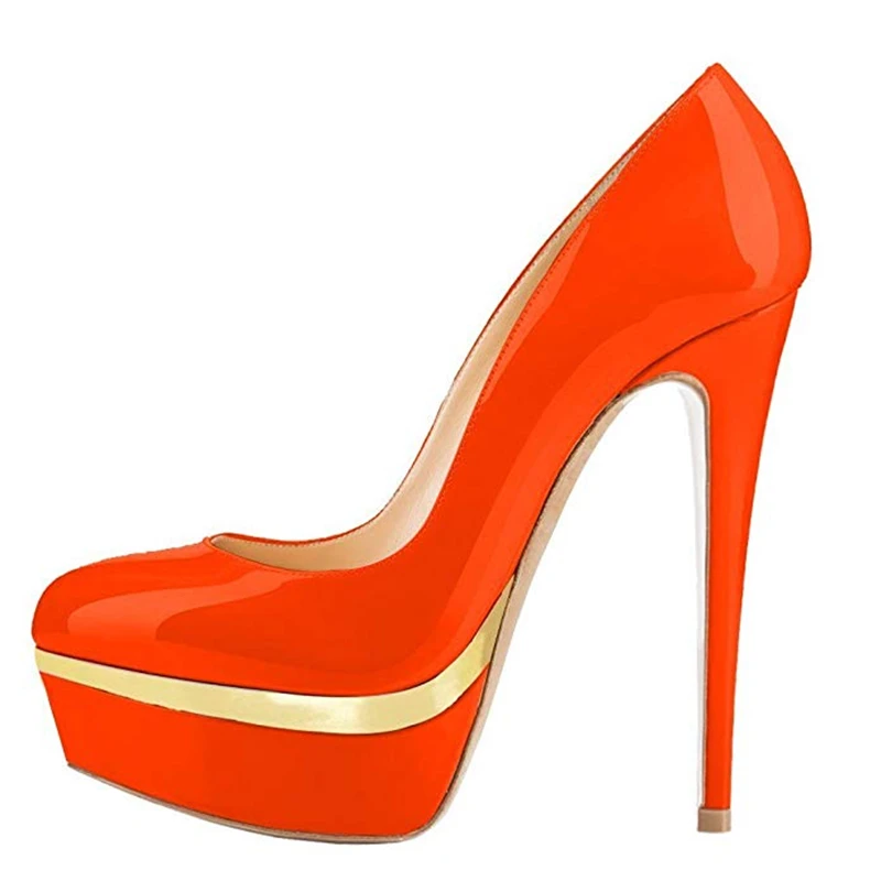 Karinluna 2019 plus size 45 brand design patent leather slip on party women Shoes sexy super high heels platform pumps woman