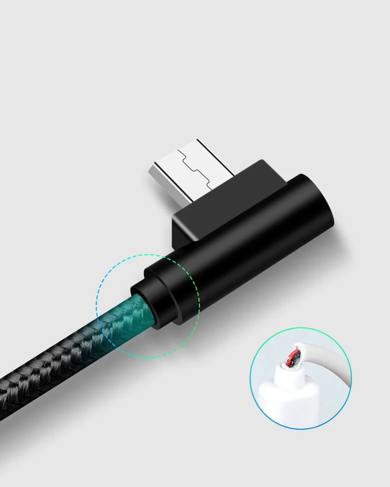 Suntaiho Micro USB кабель 90 градусов USB кабель 1 м 2 м 3 м для samsung S7 S6 2.4A Быстрая зарядка для huawei для Xiaomi Tablet кабели