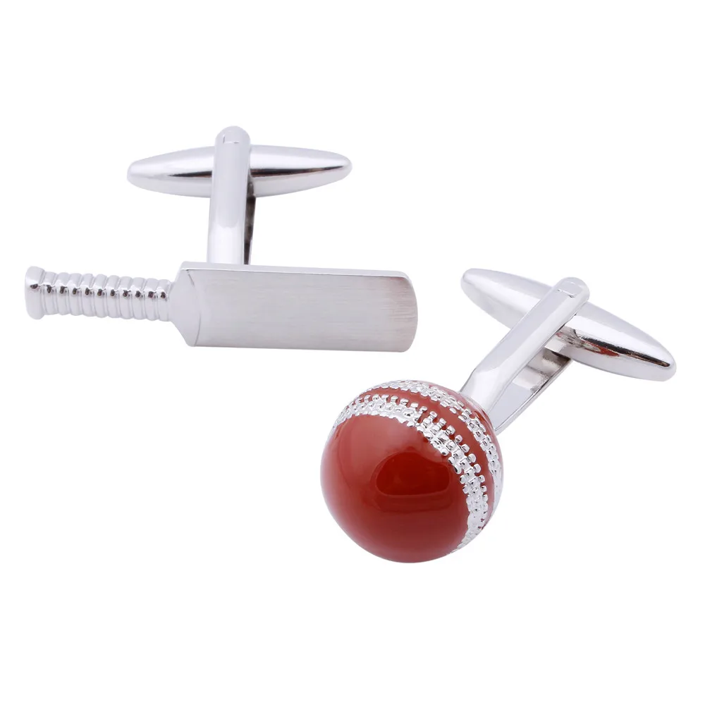 الأحمر الكريكيت شكل صفعة الروابط الجدة ماتي الخفافيش أزرار أكمام للرجال بالجملة المتاحة