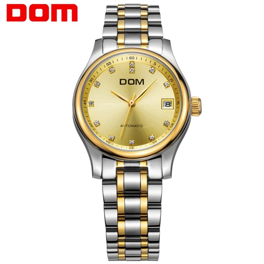 

DOM Luxury Watches Men Gold Mechanical Stainless Steel Watch Brand Luxury Waterproof Man Watch Reloj Hombre Hot Sale M-95G-9M