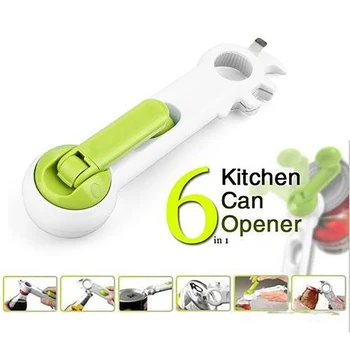 

1Pc 7 In 1 Can Opener Stainless Steel Cordless Tin Openers With Lids Off Jar Opener Bottle Cap Opener In One With Non-Slip Jar O