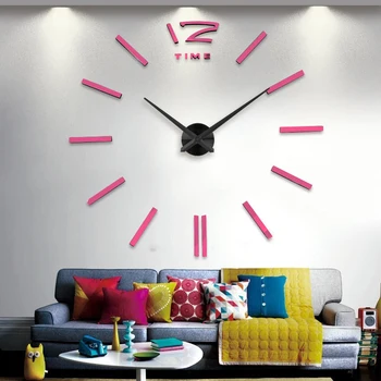 

muhsein 3D real big wall clock rushed mirror wall sticker diy living room home decor fashion watches arrival Quartz wall clocks