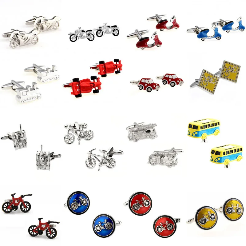 

Motor Bike Bicycle Sports Car Bus Tractor Tank Fire Fighting Truck Cufflink Cuff Link 1 Pair Free Shipping Big Promotion