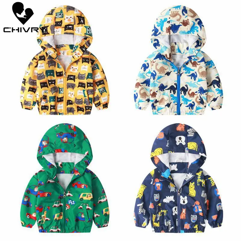 

2019 Spring Autumn Children Coat Kids Jacket Boys Girls Outerwear Boy Fashion Cartoon Print Windbreaker Baby Clothes Clothing