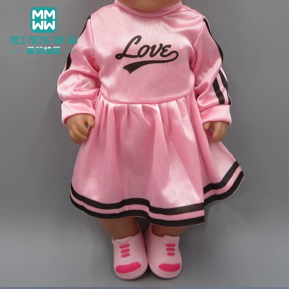 

Doll clothes for 45cm new born doll accessories and American doll Pink casual suit baby dress