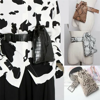 

New Fashion Women Snake Print Fanny Waist Pack Buckle Belt Bag Hip Bum Key Phone Purse Mini Bags PU Bags