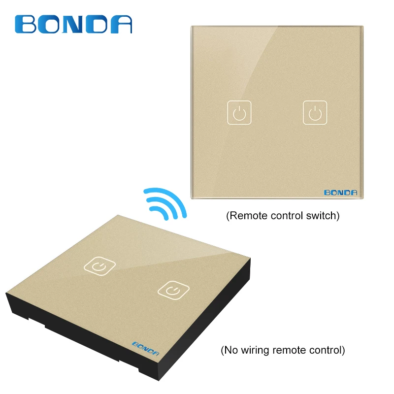 gold and gold 2 BONDA EU/UC умный дом сенсорный выключатель индукционного типа нетканый провод случайно прикреплен к панели из закаленного стекла через - Цвет: gold and gold 2