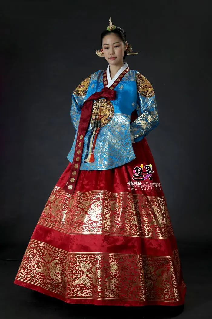 Premium Royal Hanbok  Dress Custom Made Bronzing Women 