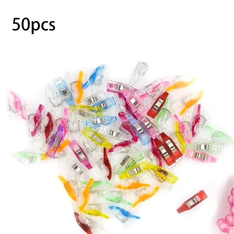 

50Pcs Sewing Accessories Colorful Plastic Cloth Quilting Clips Decorative Blanket Photo Peg Clothespin Food Snack Storage Craft
