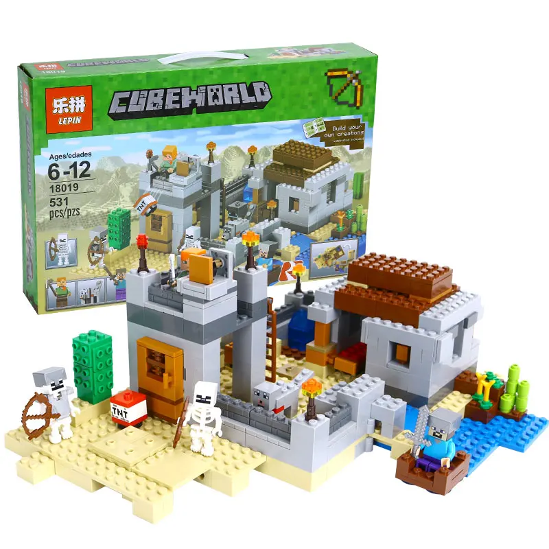 

Model building kits compatible with legoING 21121 18019 my world MineCraft The desert outpost Educational toys hobbies children